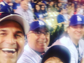 My first Doger game w: Scott Duffy, guests of Rick Citron and rock artist son Justin Citron